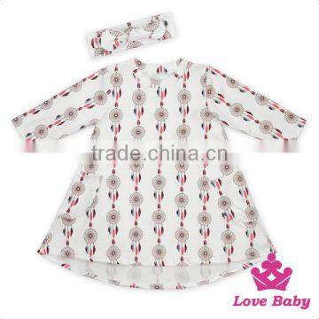Best Selling Boutique Long Sleeve Printed Tiger Girl Dress Hign-Low With Bow Headband Simple Frock Design photo-6