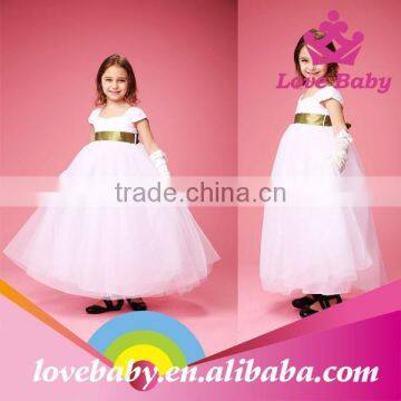 Baby Girls White Party Wedding Elegant Short Sleeves Maxi Dresses photo-6