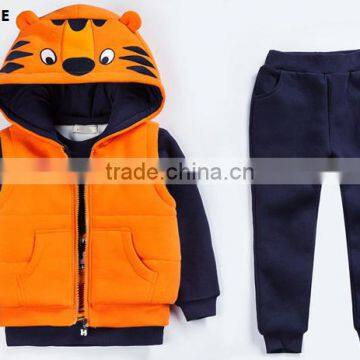 custom modern fashion boys kids wear/3pcs sets winter warm thick children garments