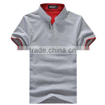 Custom Latest and New Summer Style Solid Colour v Collar Polo Men Shirt Wholesale for Sale photo-4