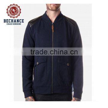 AD2603 men shoulder leather patch flap pockets varsity jacket