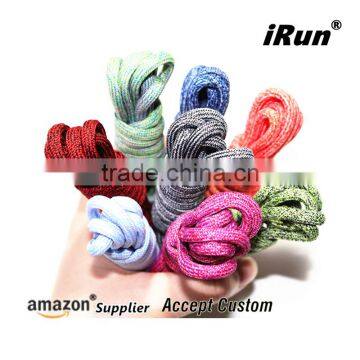 Regular Rope Variegated Pattern Shoelaces for Runners Shoes - Custom Packaging Regular Laces With Plastic Tips - White / Black photo-5