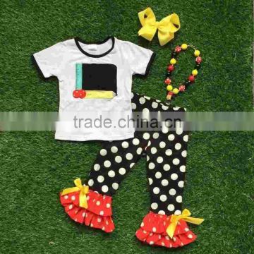 2016 Baby girls boutique outfits girls summer capri clothing baby girls back to school otufits with accessories