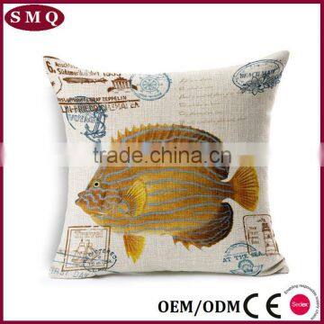 Wholesale Printing Custom Fish Natural Linen Cushion Cover photo-4