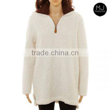 Factory Woman Plain Sherpa Pullover Sweater Wholesale Clothing photo-4