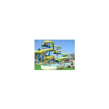 Spiral Water Park Play Equipment, Aqua Park Red / Green Fiberglass Water Slide
