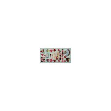 Happy Birthday Japan Style Layered 3D Fuzzy Stickers, Adhesive Felt Stickers For Gift, Card