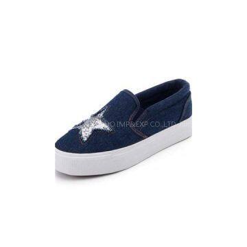 Classic Prevalent Women\'\'s Stars Design Denim Flat Loafers