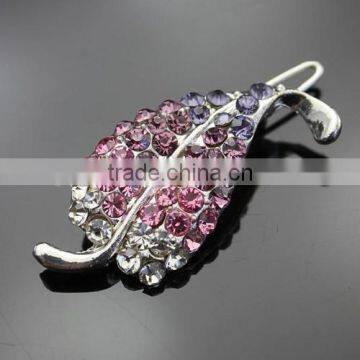 2015 wholesale fashion crystal leaf hair pins