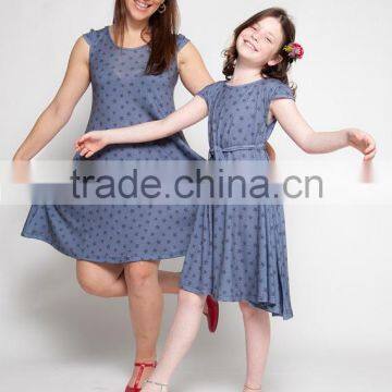 Mother and Daughter Clothes Dresses Dark Blue Woman Fashion Dress photo-4