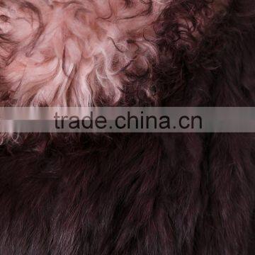 YR975 Factory Sale Poncho New Style Hand Knitting Rabbit Fur Two Tone Cape photo-5
