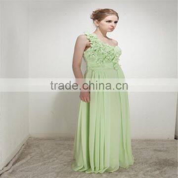 2017 new styles one shoulder prom dress hand flowers real chiffon party evening dress Bridesmaid dresses AS252