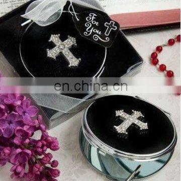 Classy Compacts Collection cross design metal Compact Mirror favors