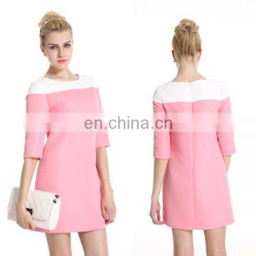 Powersweet Brand Latest Design Fashion Ladies Pink Color Elegant Shift Dress