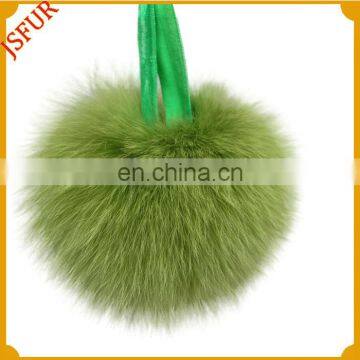 Green Fluffy Fox Ball Wholesale Fur Pompom Hair Ring