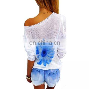 Autumn Latest Women Knitted Fashion Embroidery Long Pullover Women Sweater LK2090