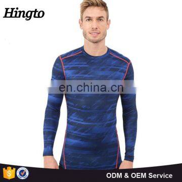 Polyester / elastane stretch workout compression wear sports men long sleeve t shirts
