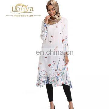 lady's digital printing flower abaya designs middle east daily wear hot sale tunics