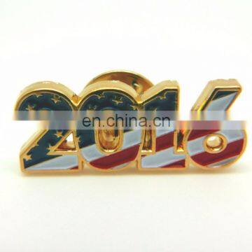 2017 hot sale Factory Price Logo America Style Badge Pin Soft enamel colors Gold Plated Lapel Pin