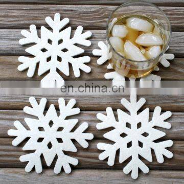 5mm Thickness White Snowflake Shape Wool Felt Christmas Coasters for Winter Holiday Decor photo-4