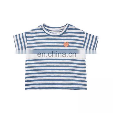 4642 Big warehouse for customer girl kids clothing kids short stripe girls' t-shirts