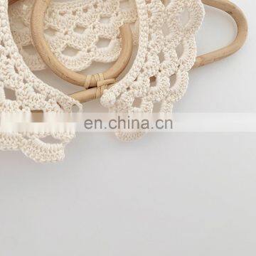 2020 Autumn New Ins Baby Girl Two-color Lotus Leaf Collar Wild Hand Hook Collar Female Baby Cotton Crochet Flower Collar photo-4