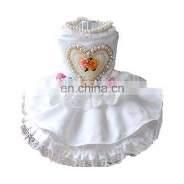 Pearl white cloth wedding dress for pet dog wedding