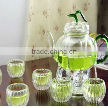 Tea set,Pumpkin Shape,Glass Teapot and Cups,High Temperature Resistance