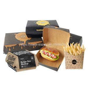 Disposable clamshell burger boxes eco friendly fast food packaging kraft paper takeaway containers