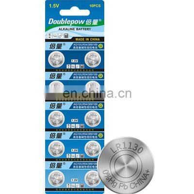 1.5v ag10 lr54 189 lr1130 389a alkaline button cell watch battery