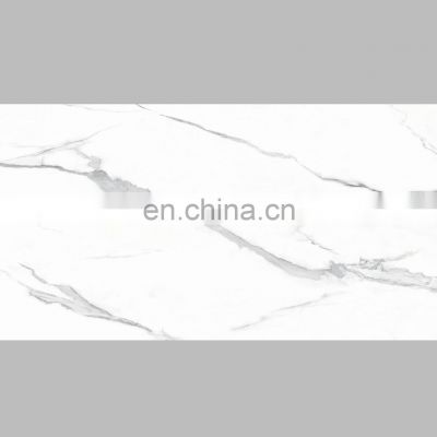 750x1500 mm 11mm thickness full body carrara white marble book match polished glazed porcelain tile JM758469F