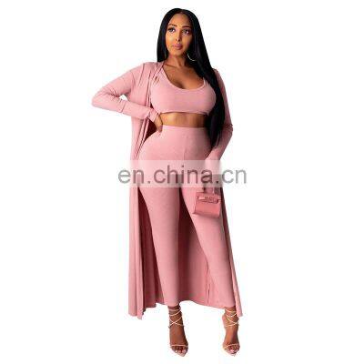 Manufacturer Customized Logo Spring and Autumn Women's Long-sleeved Fashion Sports Robe Jacket Three-piece Suit photo-5