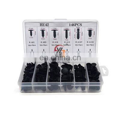 Fasteners Auto Body Parts Clips 146pcs Auto Plastic Rivet Plastic HE42 Auto Car Nylon Plastic Box 142 PCS/SET Colorful YILUSHUN