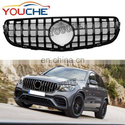 AMG GT R style front grille mesh hood for Mercedes Benz GLC class W253 X253 2016-2019  W253 ABS grill