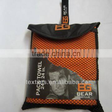 microfiber sport beach towel with flat mesh bag