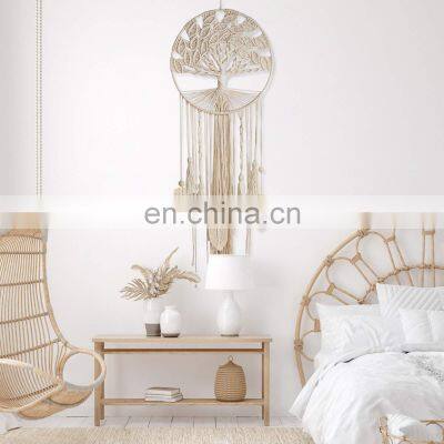 Macrame Wall Hanging Dreamcatcher With Feather Leaf Woven Boho Home Decor Nursery Hippie Tree of Life Large Dream Catcher photo-4