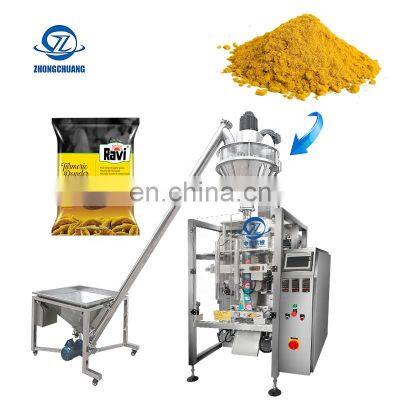 Envasadora Vertical Chili Turmeric Spices Condiment Flour Powder Filling Stand Up Pouch Bag VFFS Spice Packaging Machine