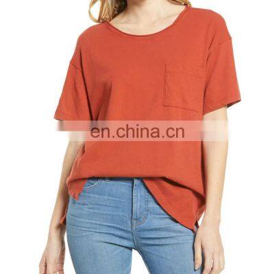 Summer Women Solid Short Sleeve T Shirt Casual round Neck bamboo women t shirt with your logo