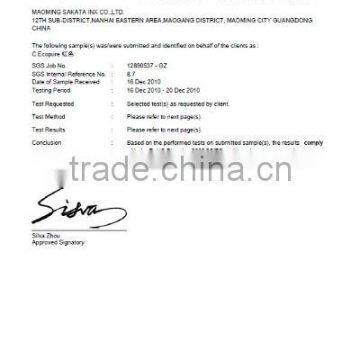 SGS CERTIFICATE FOR RED INK