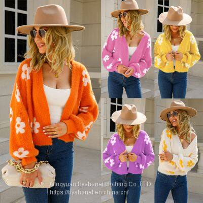 SW11 Women New Cross-Border Hot Selling Sweater Cardigan Instagram Knitwear Flower Sweater