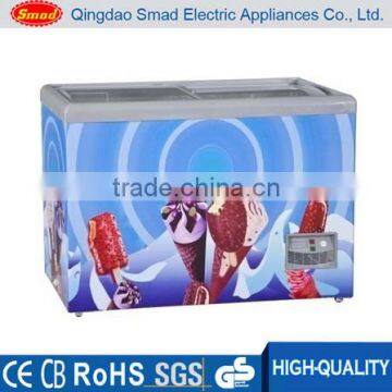 glass door deep freezer display for ice cream