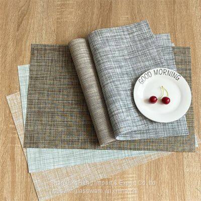 Japanese Style Eco-friendly Rectangle Woven PVC Non Slip Plastic Desk Mat Table Placemat photo-2