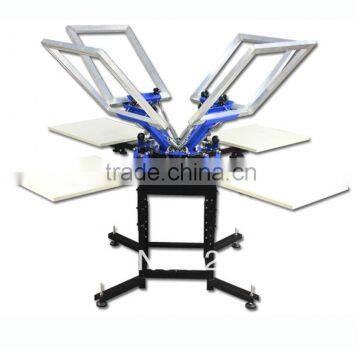 Manual 4 color 4 station carousel screen printing machine