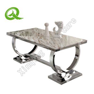 Luxury Marble Dining Table European Style Furniture Dining Room Table Set Stainless Steel Base Dining Table