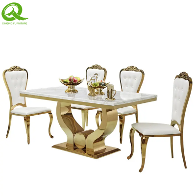 Stainless Steel Dining Table Marble Modern Dininig Table Banquet Table