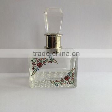 100ml elegant brand suqare glass perfume bottle with embossed bottom