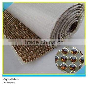 Lead Free Aluminum Rhinestone Mesh 3mm Smoked Topaz HotfIX Glass Rhinestone Mesh