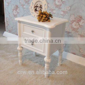 WH-4121 Antique Bedside Table Small White Nightstand