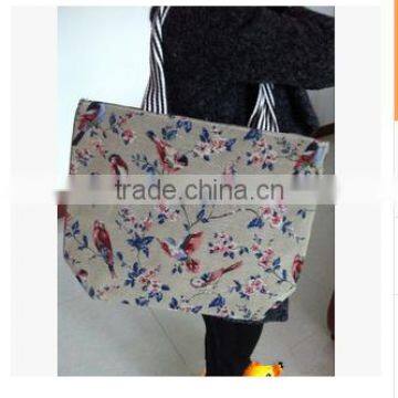 Cheap fashion students colorful cartoon shoulder bag big shopping bag with zipper