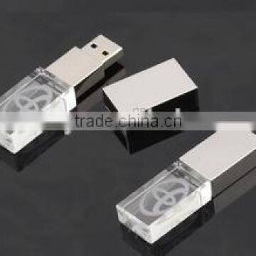 Customized Logo Engrave Promotion Mini Crystal Jewellery 32GB 64GB USB Flash Memory Drive With LED Light photo-3